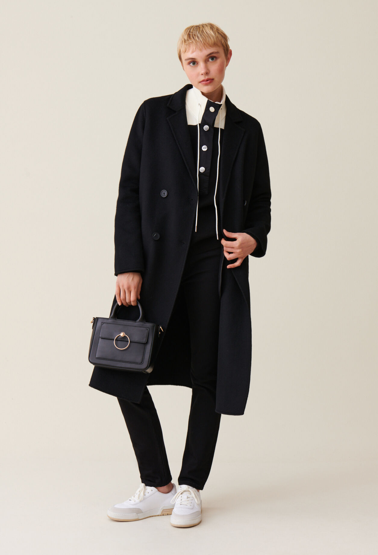 Manteau droit noir femme hotsell