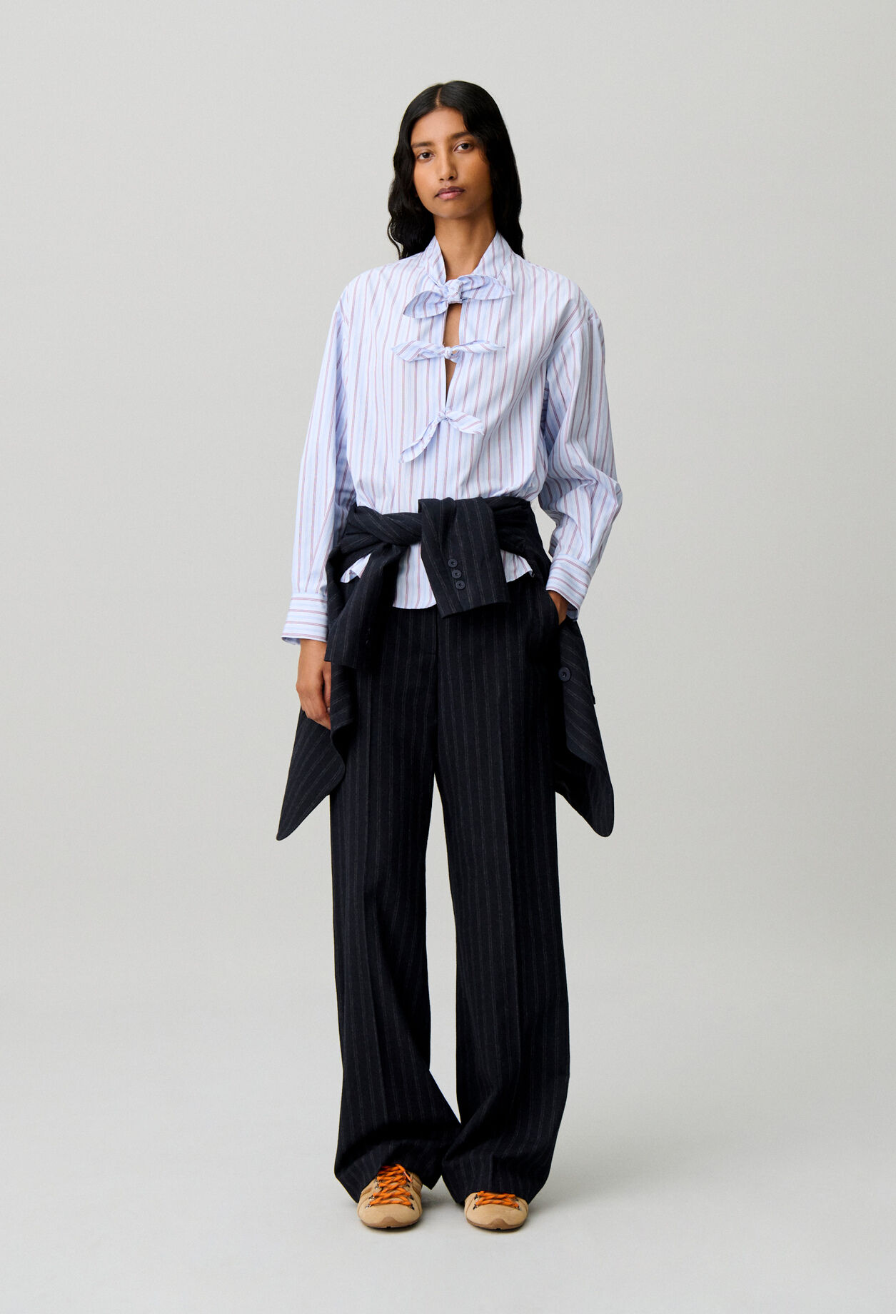 Blouse popeline ray&eacute;e