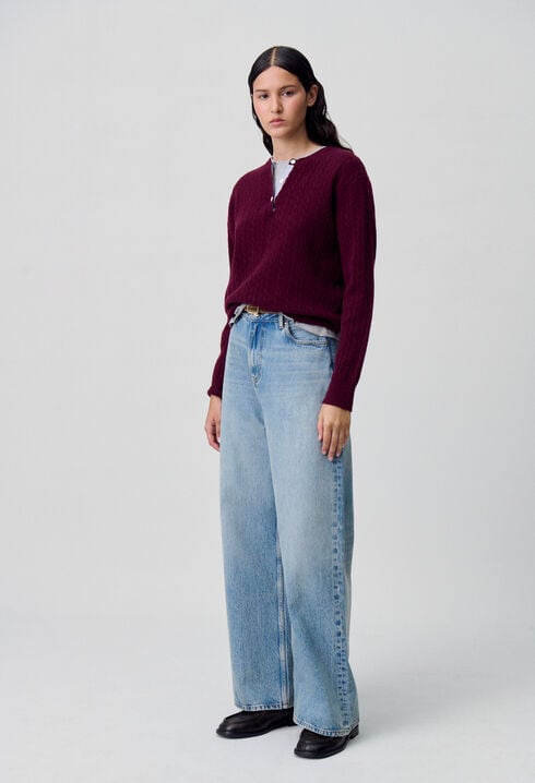 Pull maille col tunisien