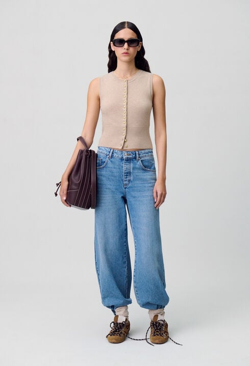 Top maille boutonné