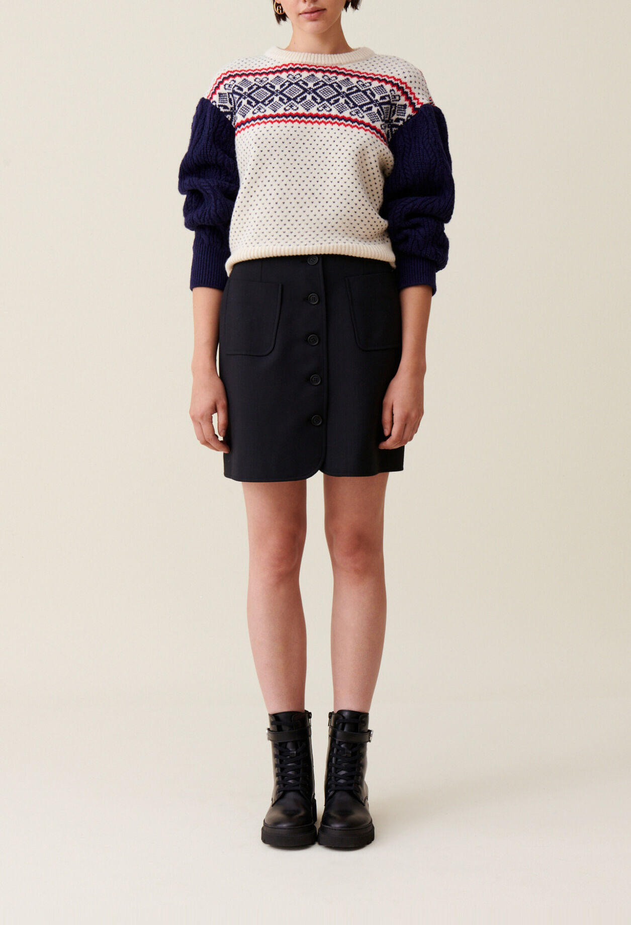 Pull maille motifs col rond