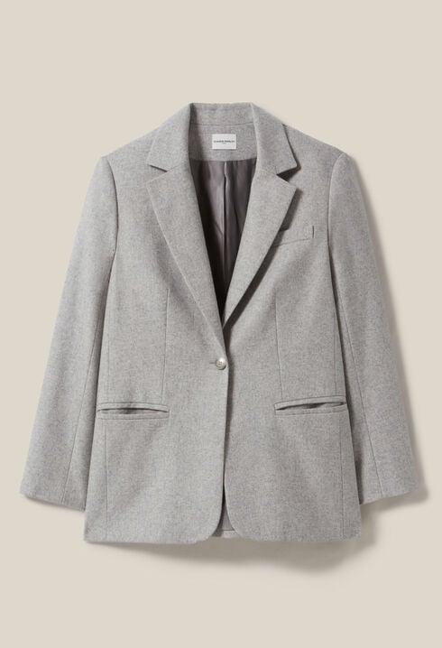 Veste tailleur gris laine mélangée