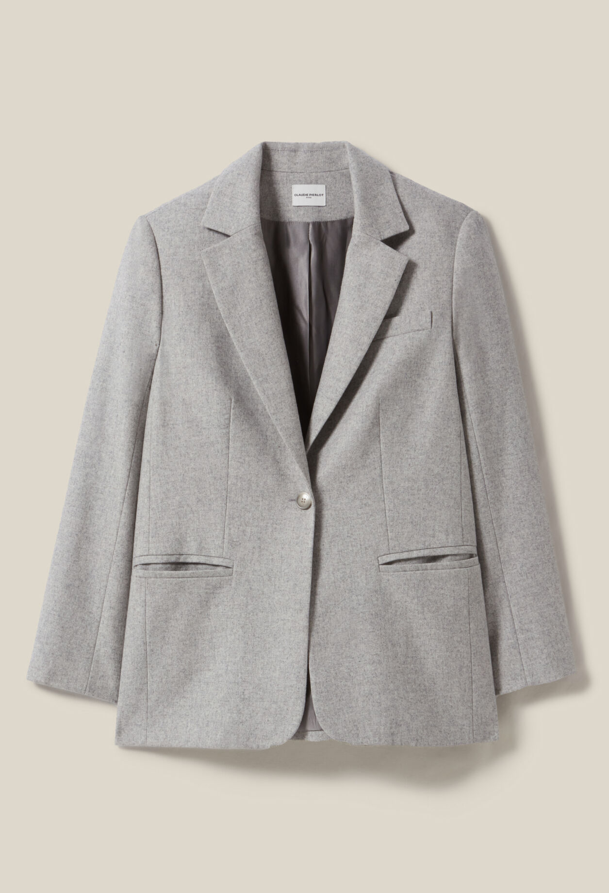 Veste tailleur gris laine mélangée