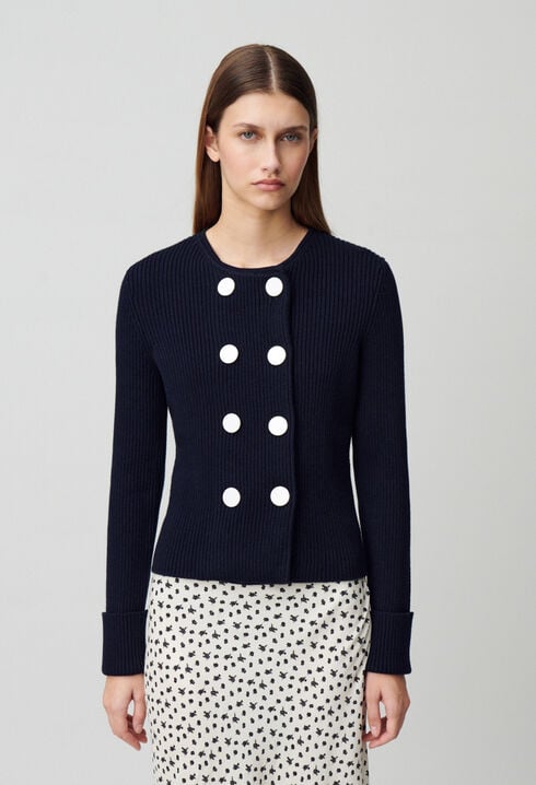 Cardigan laine mélangée boutonné