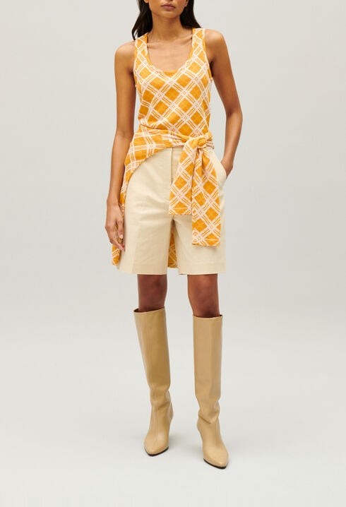 D&eacute;bardeur carreaux jaune