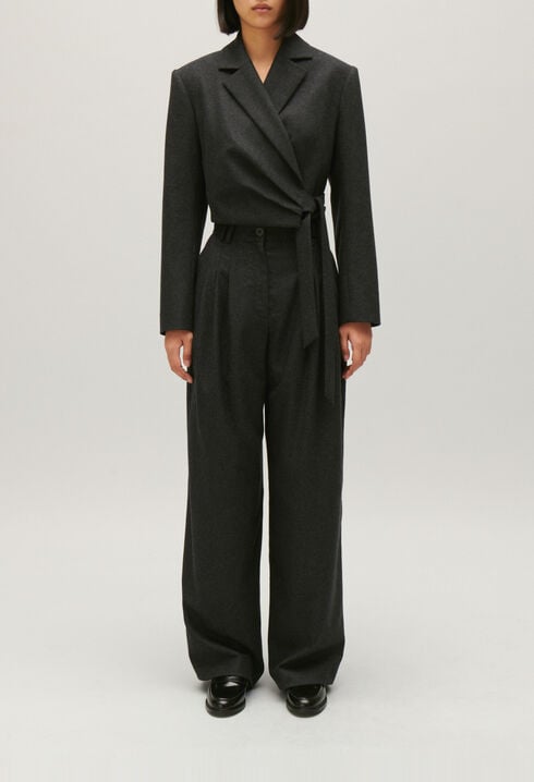 Veste tailleur courte gris chiné