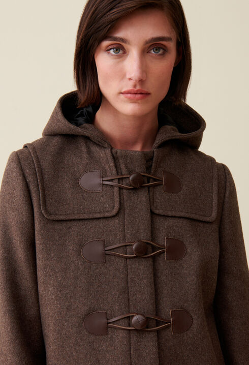 Manteau long marron à capuche