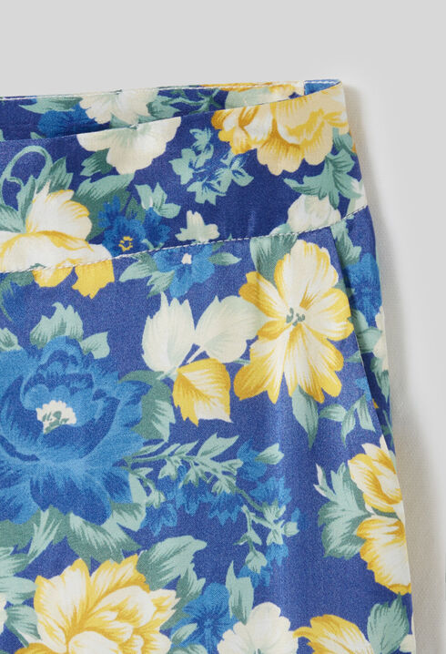 Pantalon droit large à fleurs