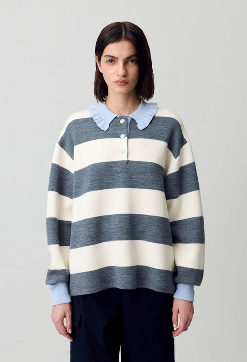 Pull polo large rayures