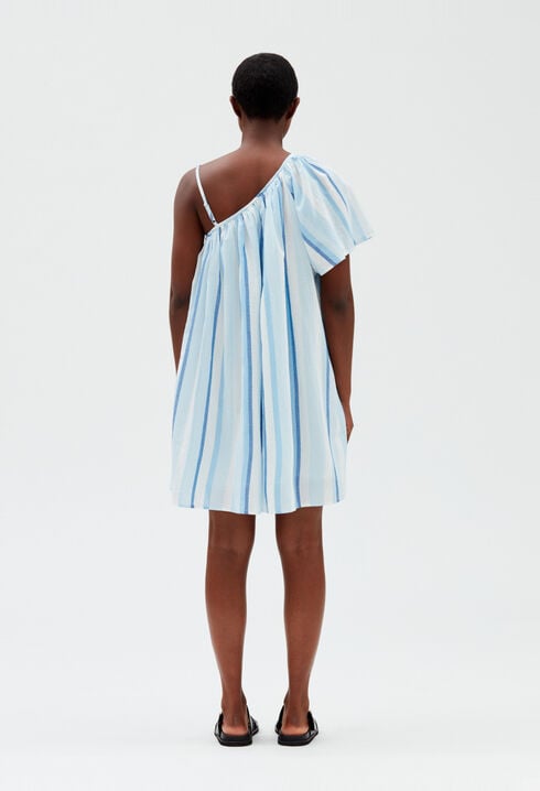Robe courte asymétrique bleue