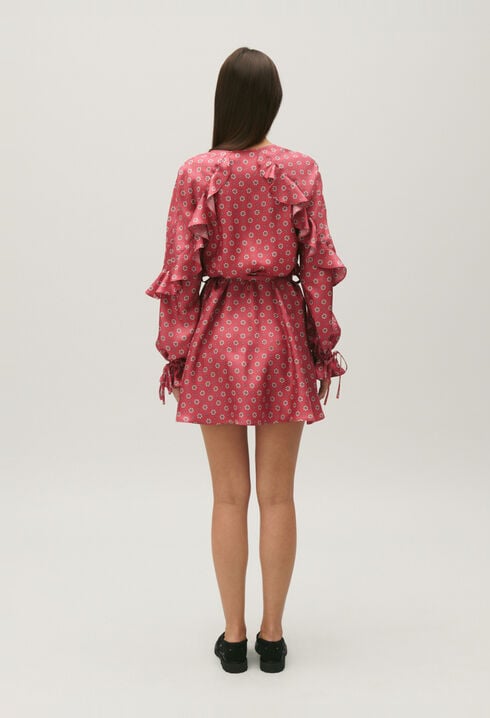 Robe courte satinée imprimée