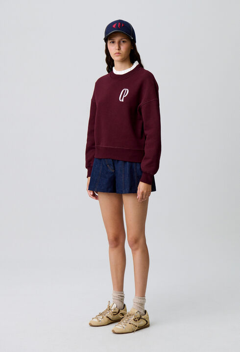 Sweat coton col victorien