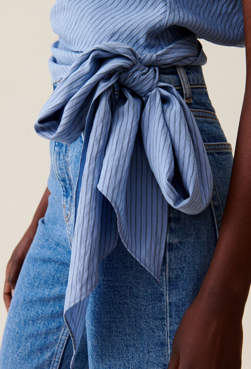 Blouse cache-cœur rayée