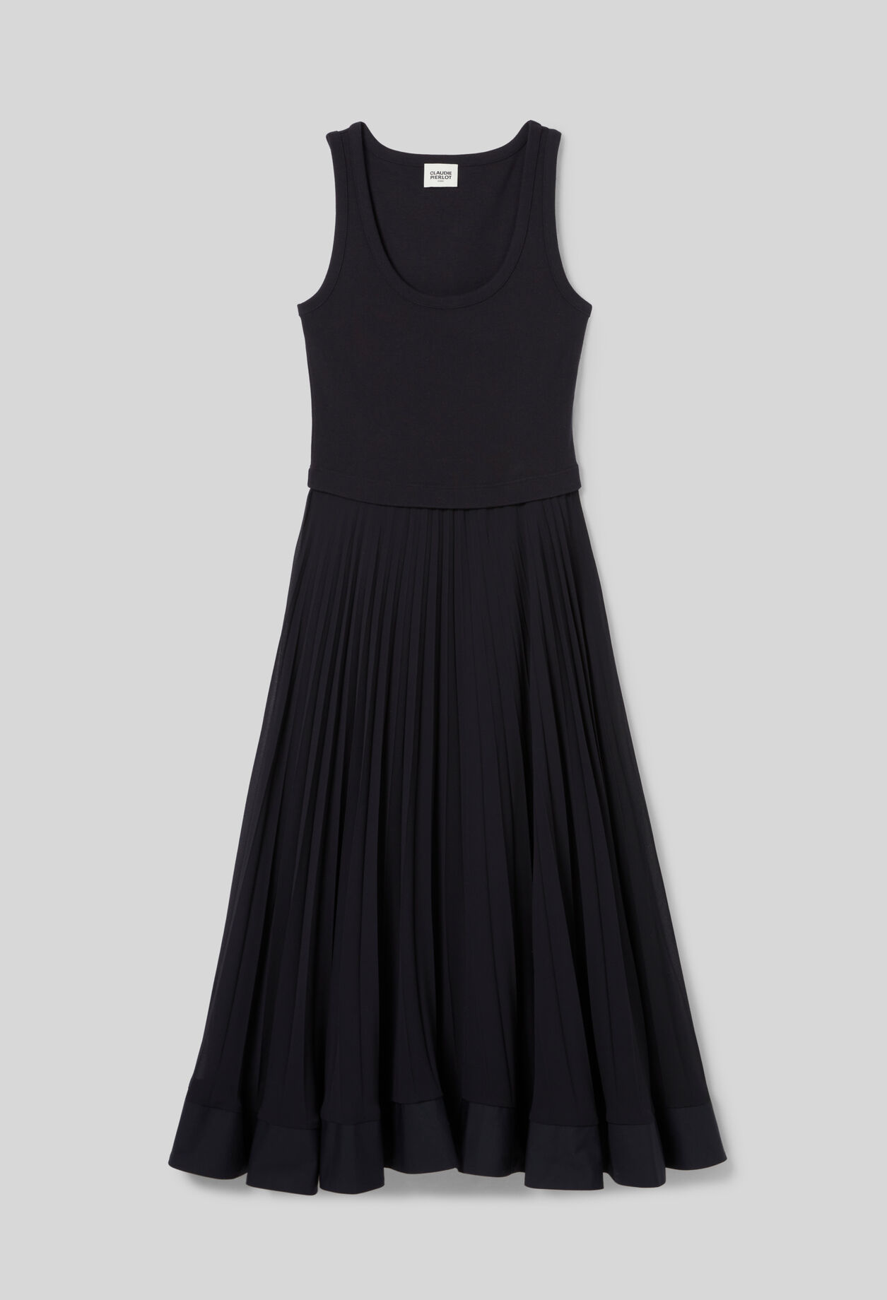 Robe longue plissée marine