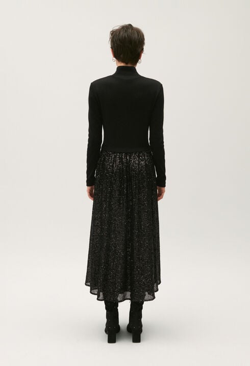 Robe Teli bimatière sequins noire