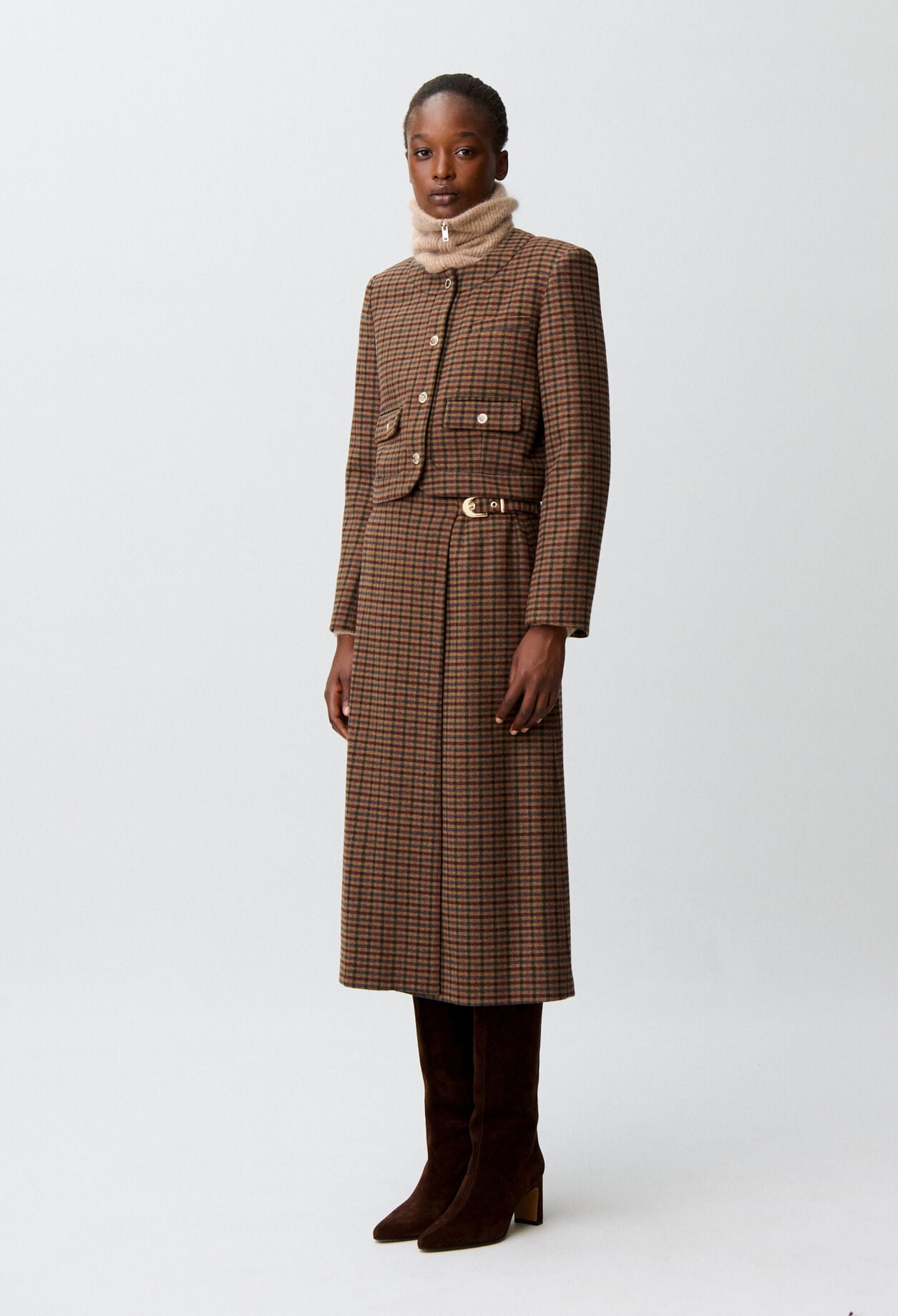 Veste droite &agrave; carreaux