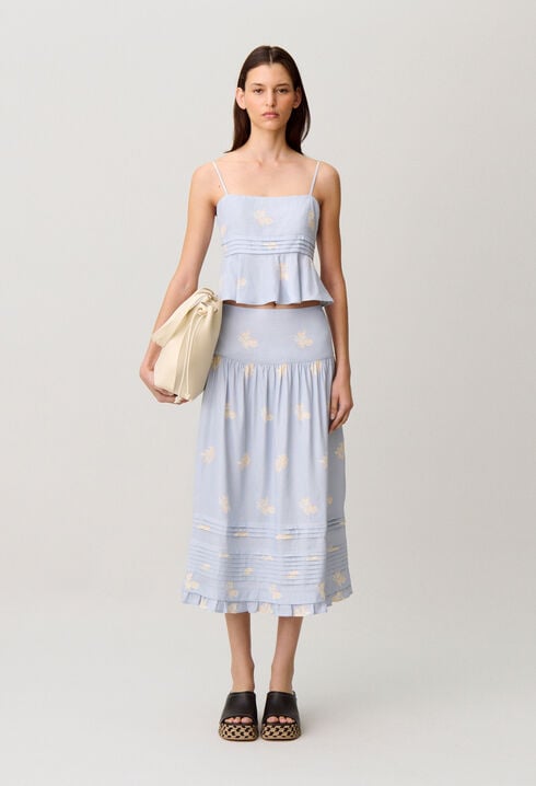 Jupe midi fleurs