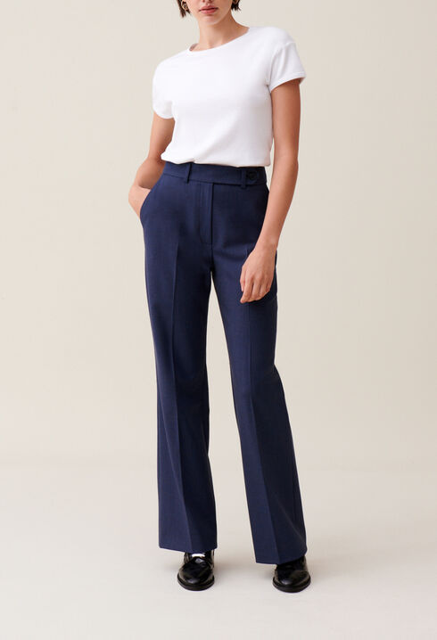Pantalon tailleur laine marine