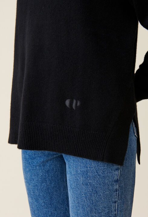 Pull col montant cachemire noir