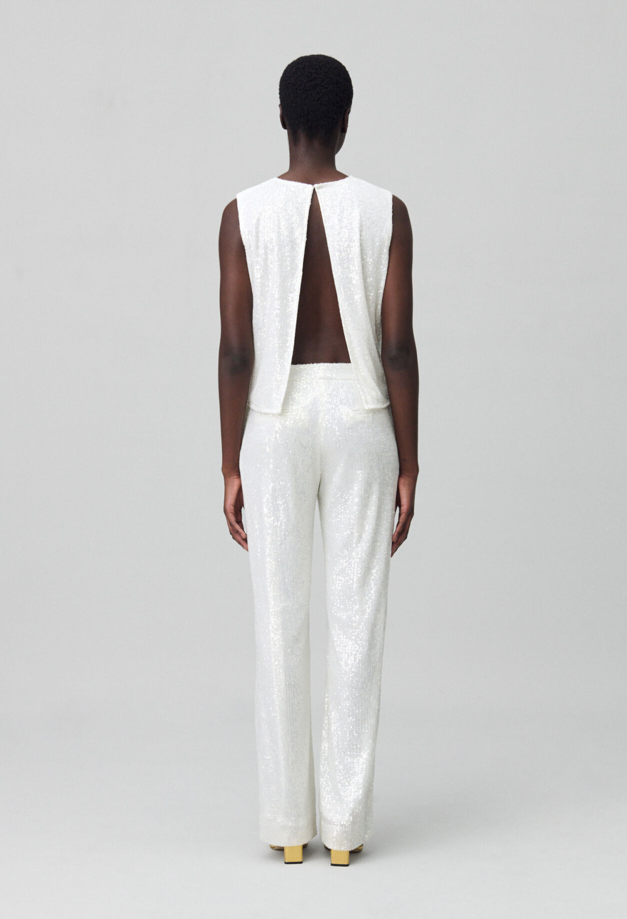 Pantalon à sequins blanc