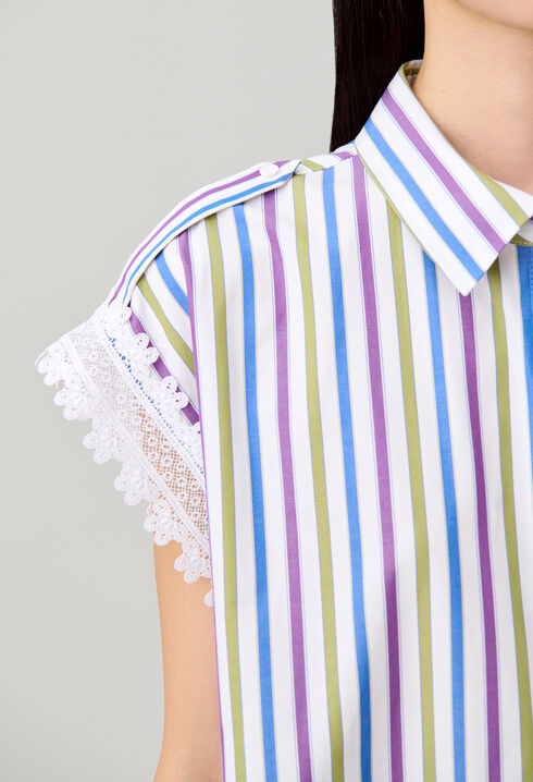 Chemise ray&eacute;e dentelle