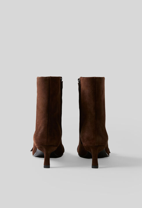 Bottines su&egrave;de boucle dor&eacute;e