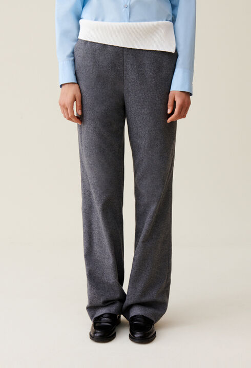 Pantalon droit ceinture contrast&eacute;e