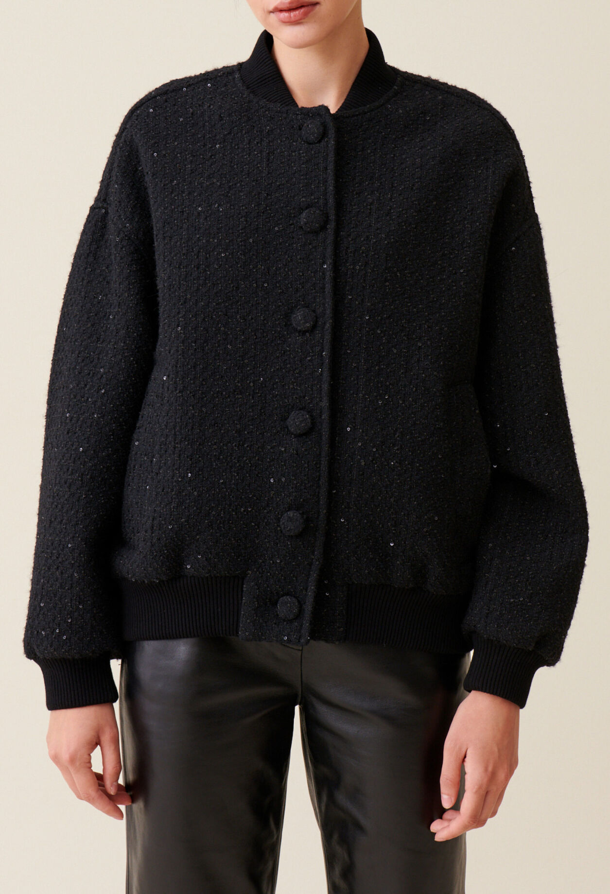 Bomber tweed noir