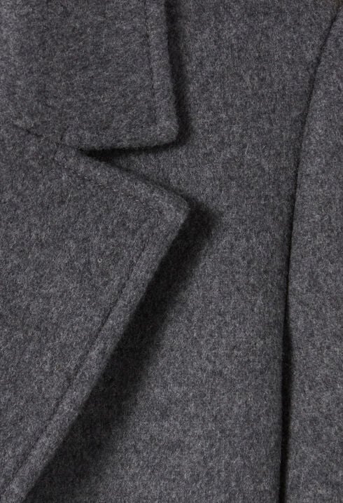 Manteau long ceinture gris 