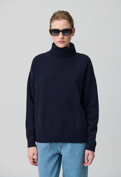 Pull cachemire bleu marine