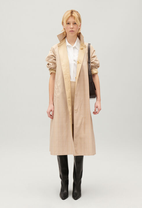 Manteau réversible mi-long beige