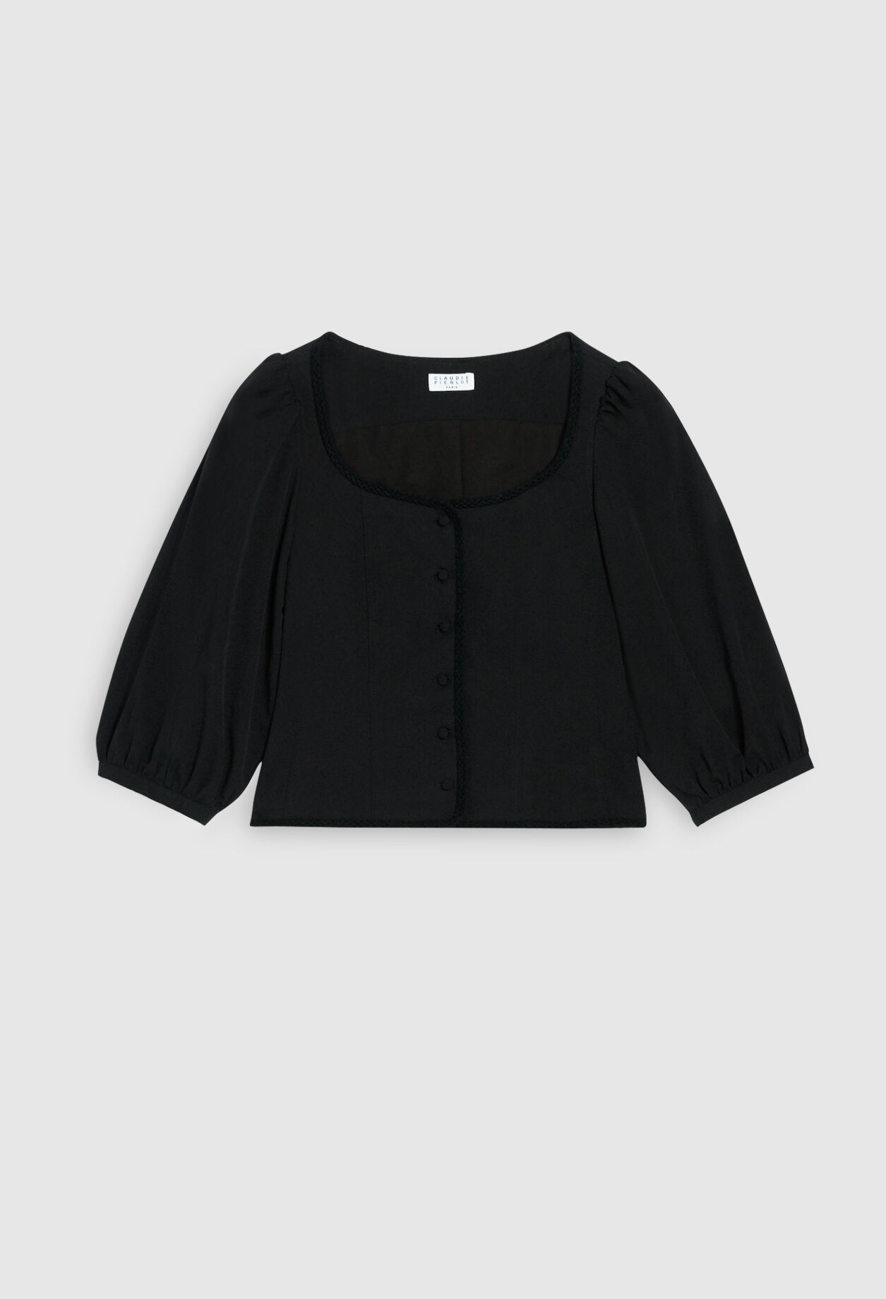 Blouse noire à manches bouffantes