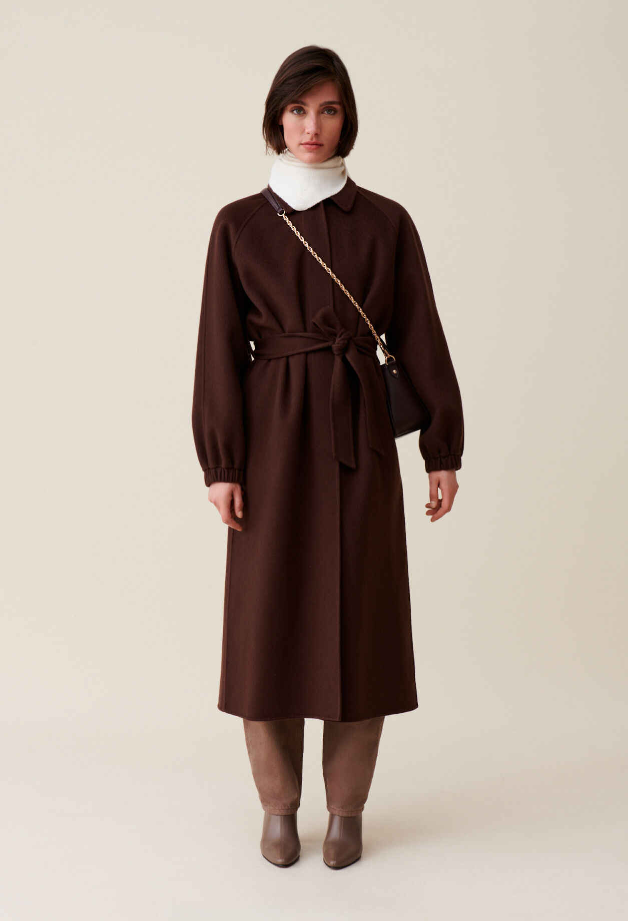 Manteau long marron femme top