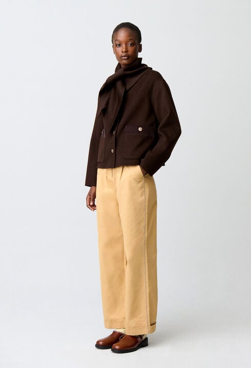 Manteau court laine m&eacute;lang&eacute;e