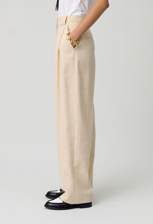 Pantalon large taille haute