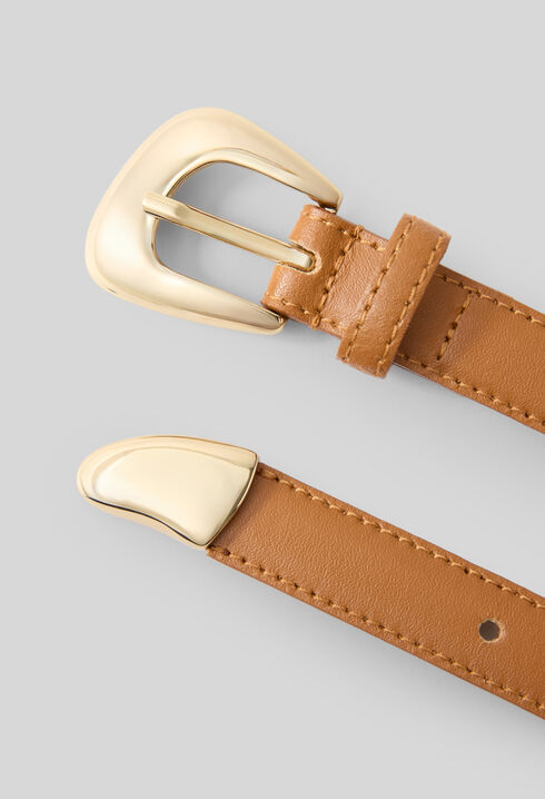 Ceinture cuir boucle organique