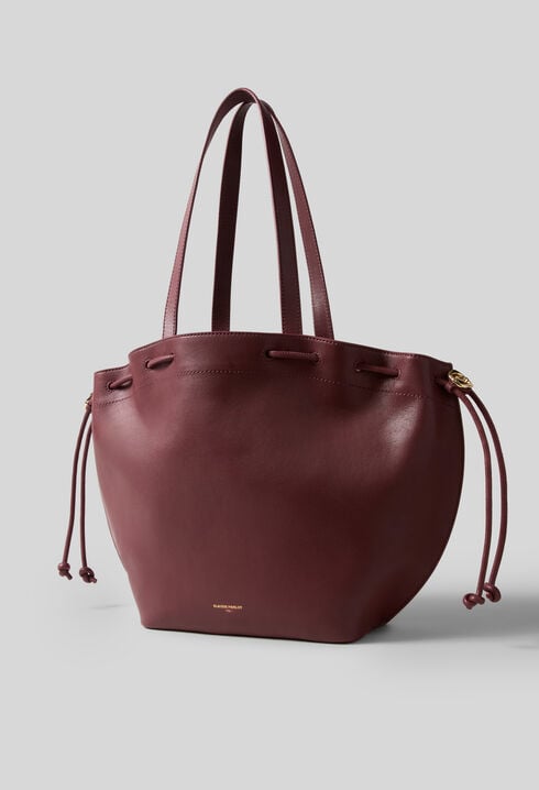 Cabas cuir lisse souple logo dor&eacute;