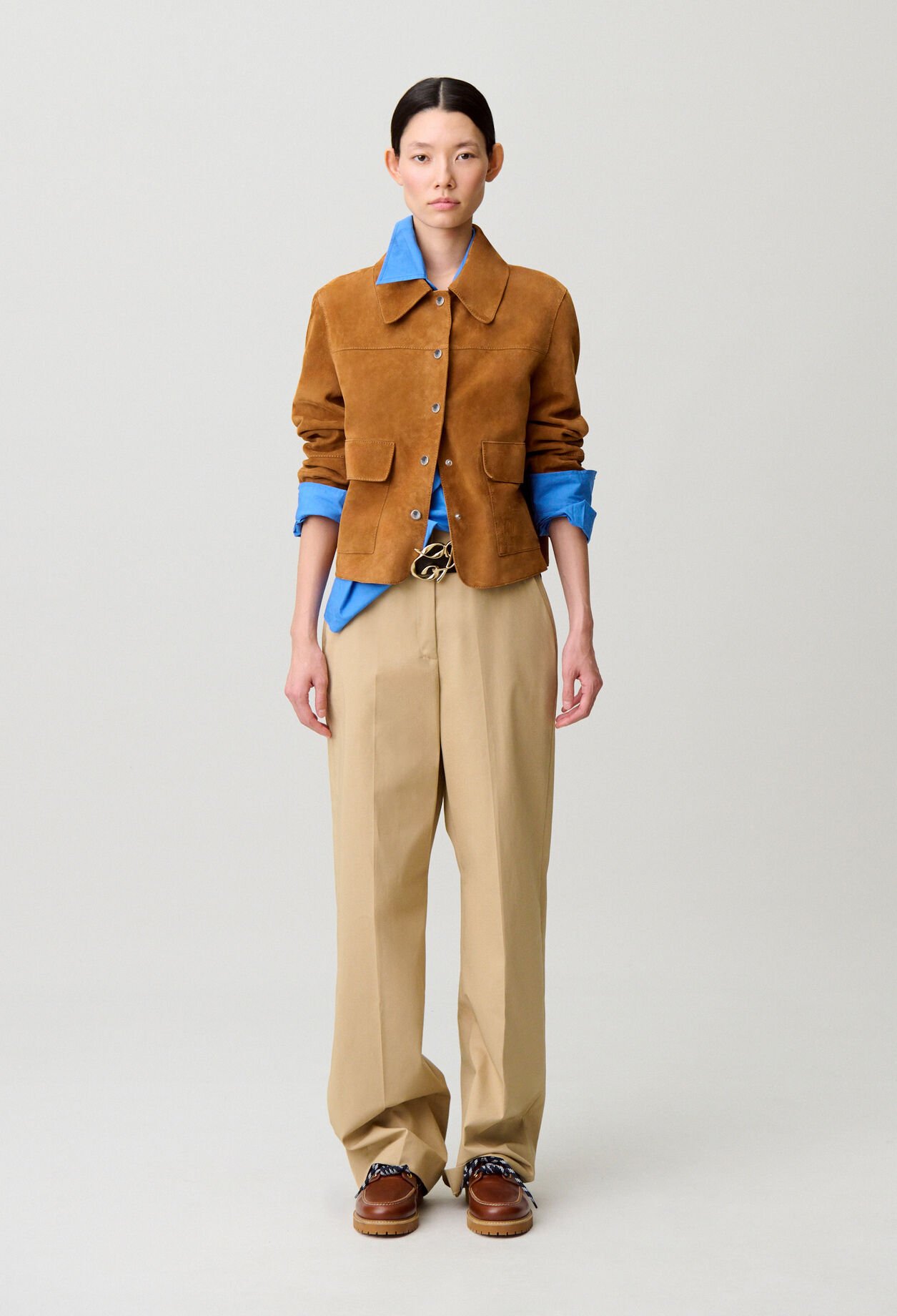 Veste cuir su&egrave;de