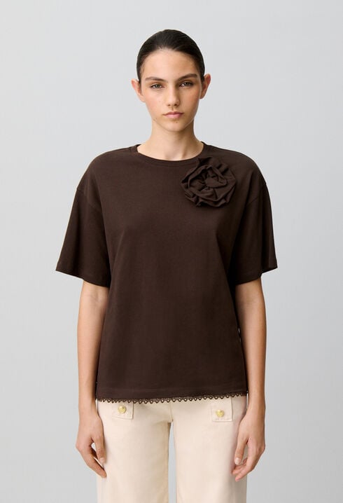 T-shirt jersey fleur ton sur ton