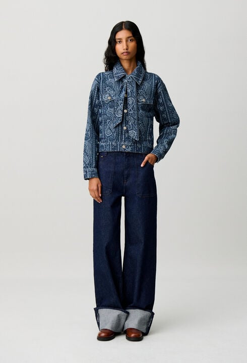 Veste denim imprim&eacute;e