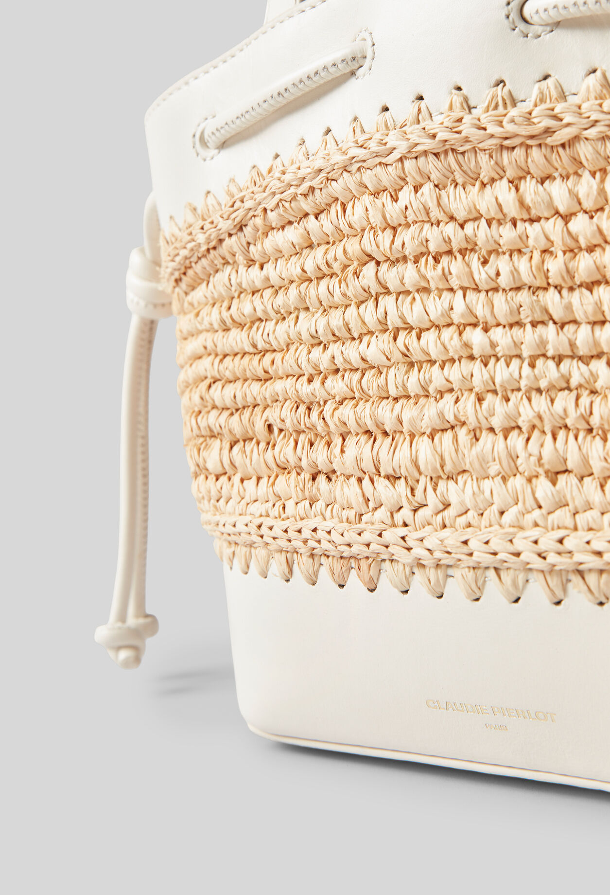 Panier raphia cuir