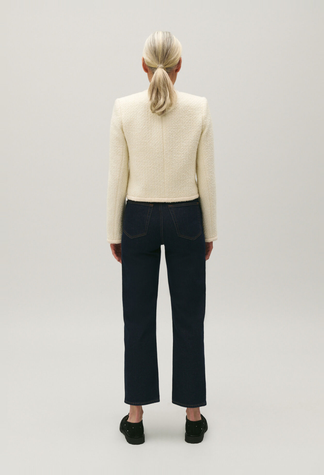 Veste courte tweed ivoire 