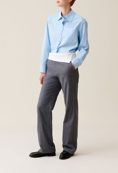 Pantalon droit ceinture contrast&eacute;e