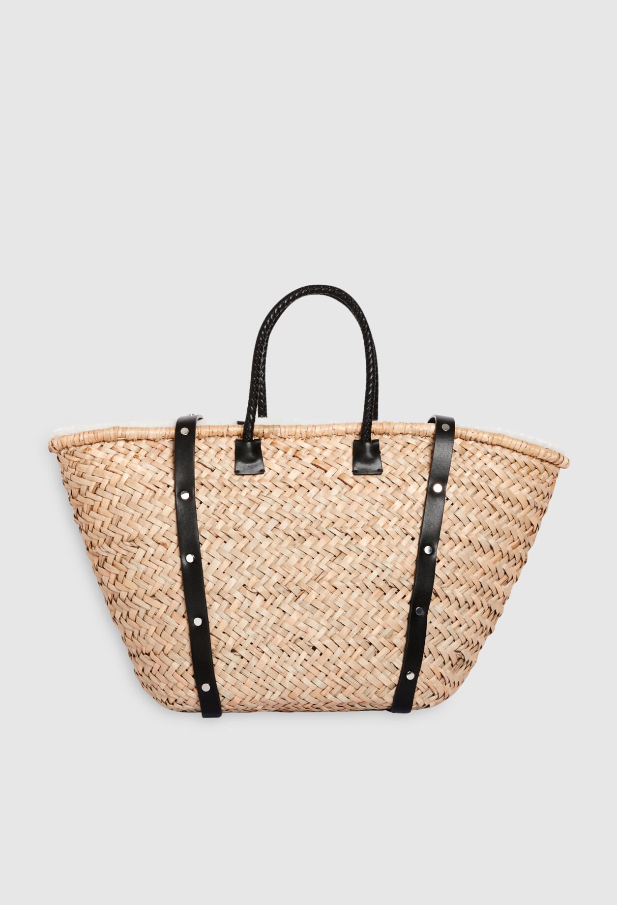 Panier paille et shearling