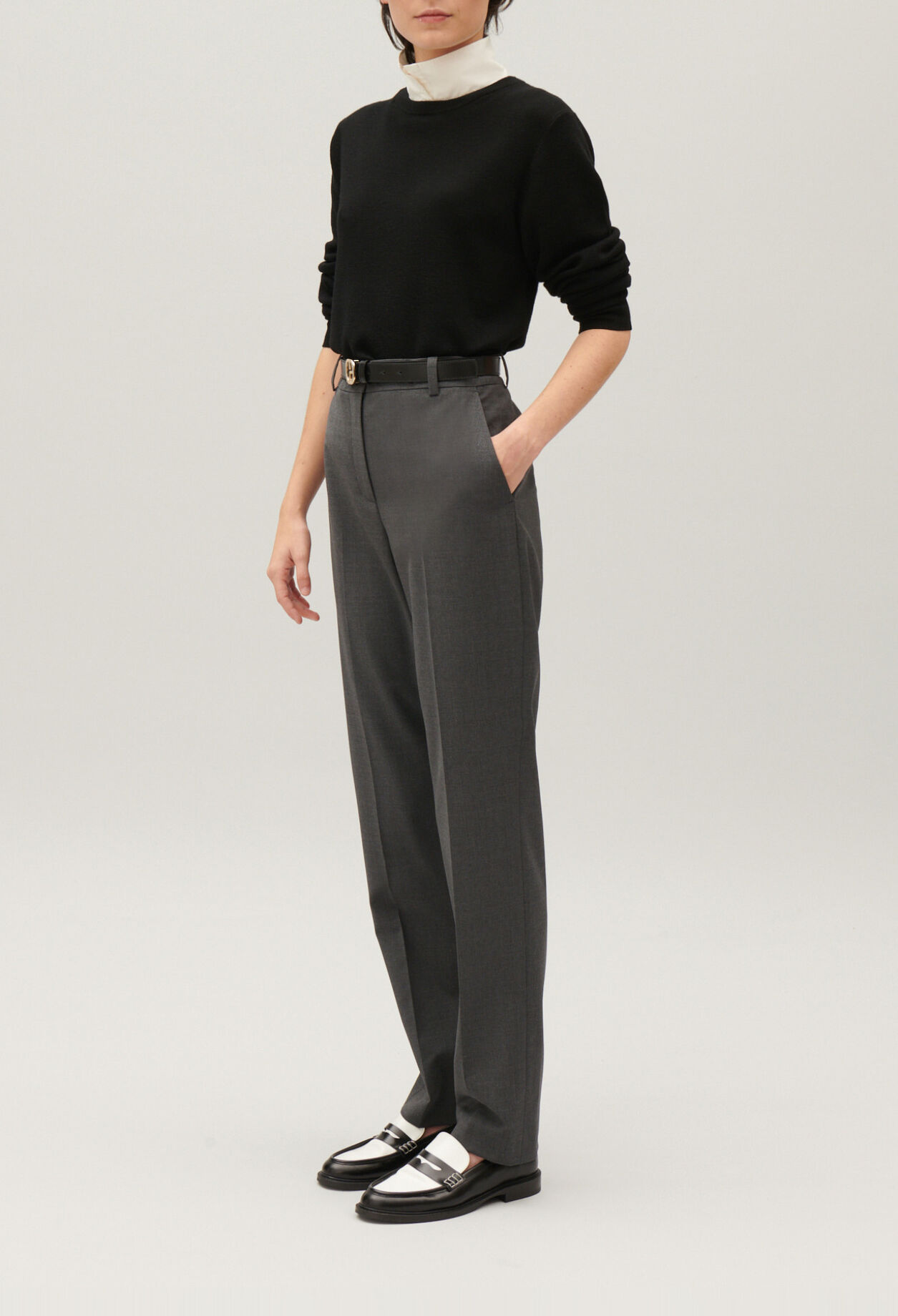 Pantalon tailleur gris chiné