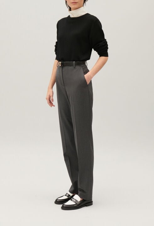 Pantalon tailleur gris chiné
