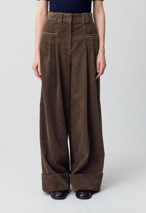 Pantalon large velours