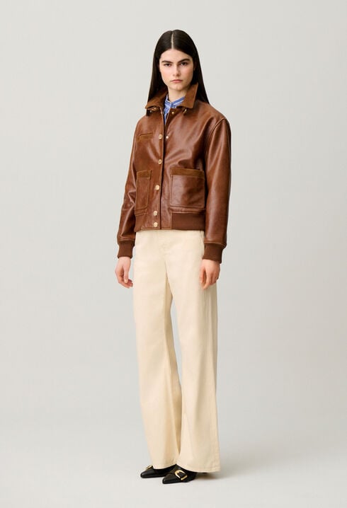 Blouson cuir large