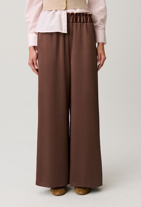 Pantalon fluide satin&eacute;