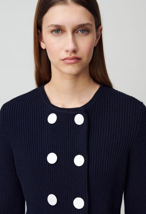 Cardigan laine mélangée boutonné